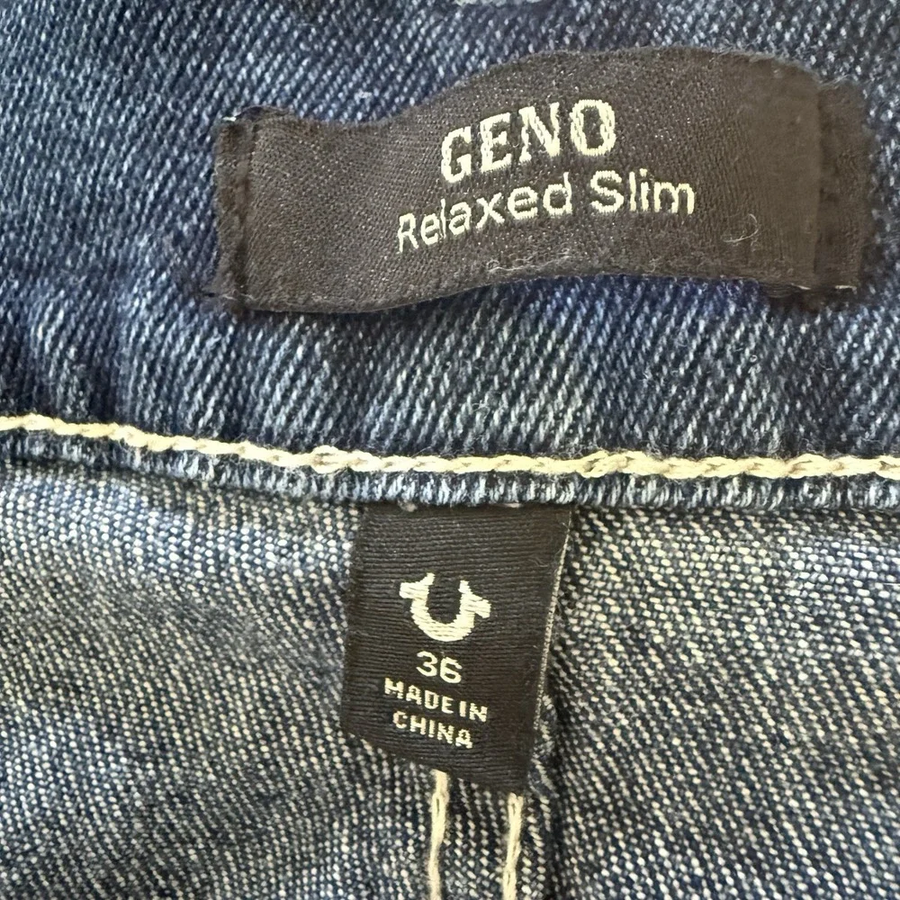 True Religion Geno Flap Slim Jean‎ Medium Harmonious Wash Mens 36 x 32 New